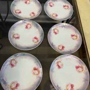 Elegant Floral Porcelain Plates - Set of 6